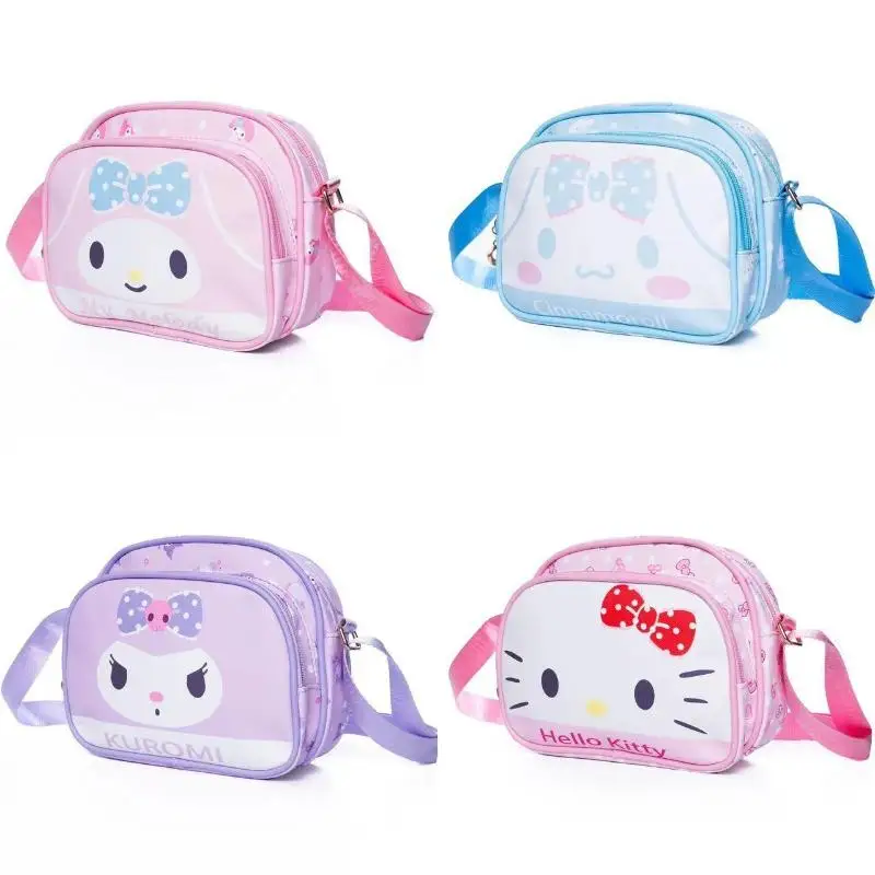 

Kawaii Sanrio Hello Kitty Kuromi My Melody Pu Messenger Bag Anime Figure Portable High Capacity Mobile Phone Bag Backpack Gift