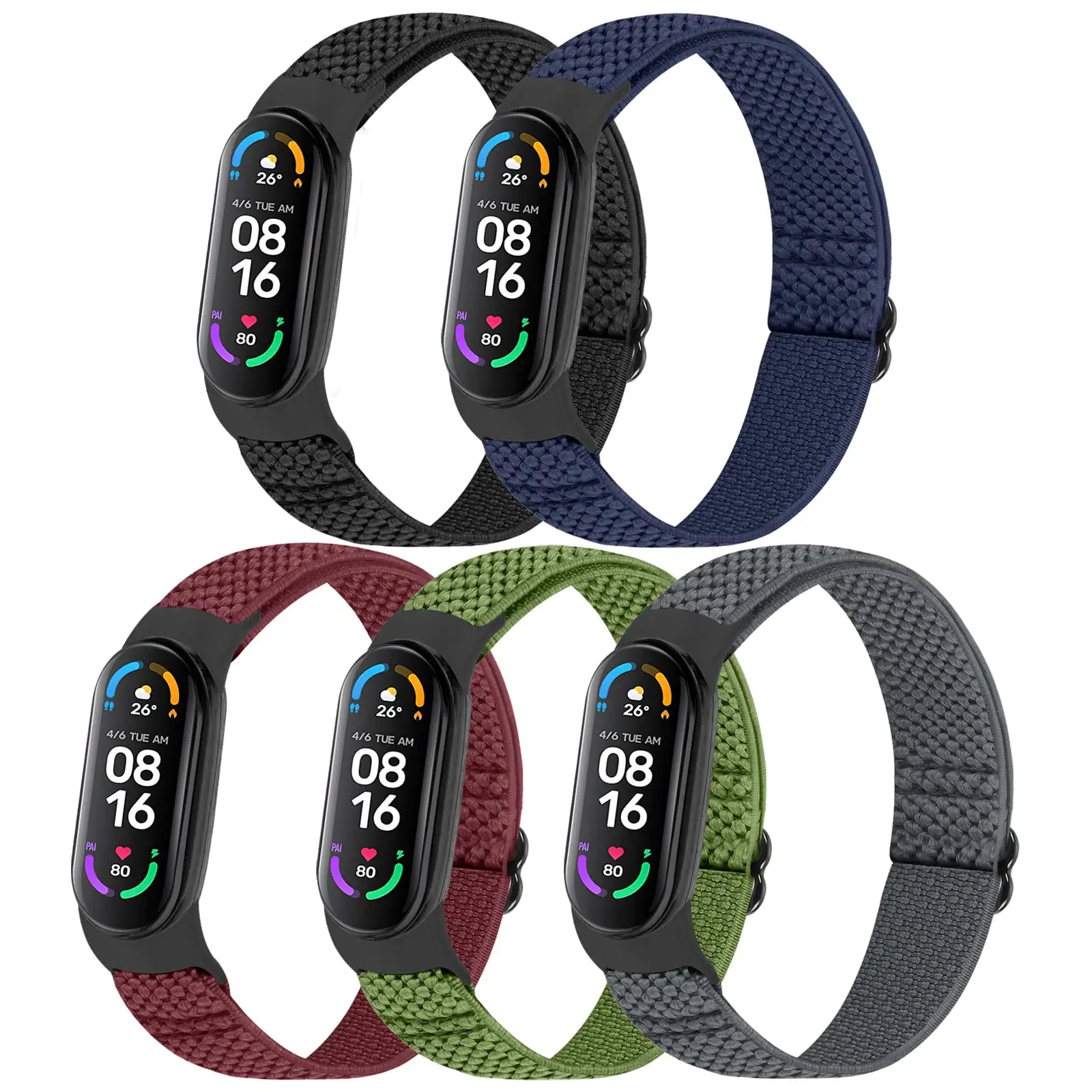 Cinturino In Nylon Per Xiaomi Mi Band 7/6/5 E Amazfit Band 5 – Regolabile, Traspirante, Sportivo E Antiperdita