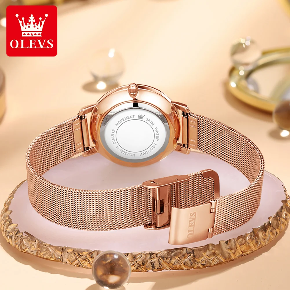 OLEVS 5509 ساعات نسائية موضة أصلية ساعة كوارتز للس...