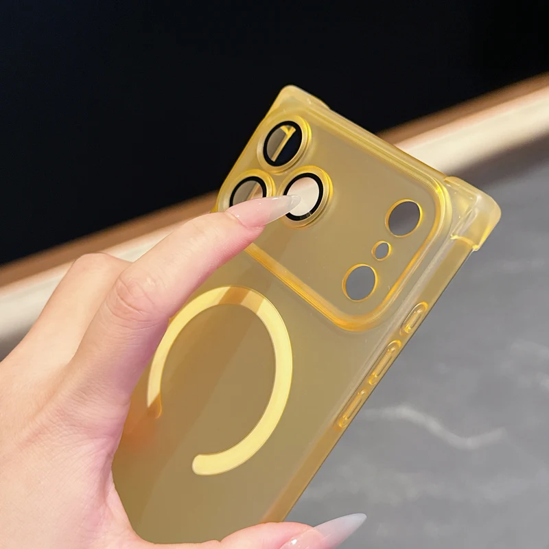 Magnetic Ice Mist Semi-Transparent Anti-Drop Phone Case with Sensitive Lens Protection