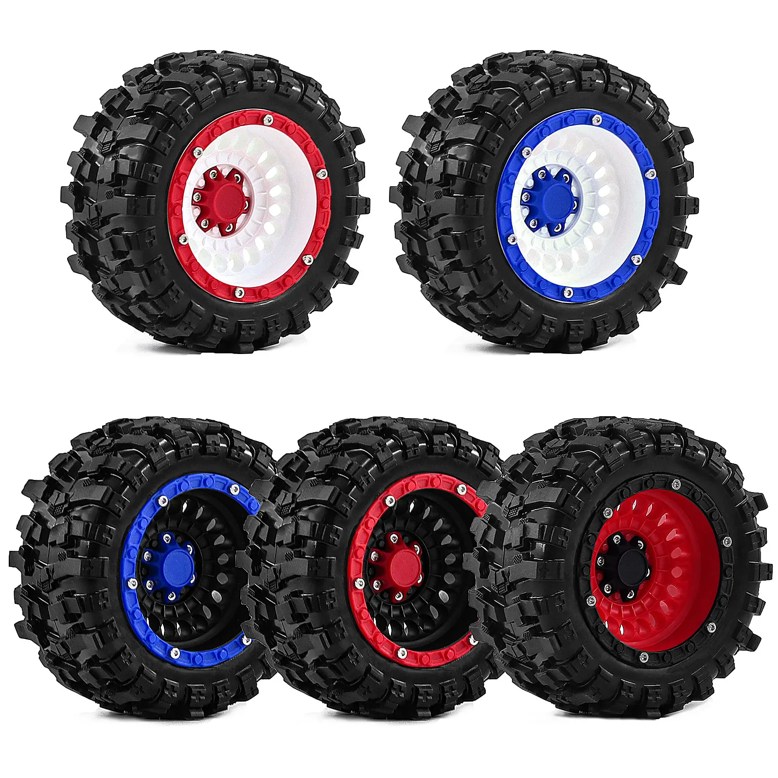 Pneus de voiture RC montés sur jantes noires, prêts pour Traxxas Summit ou E-Revo