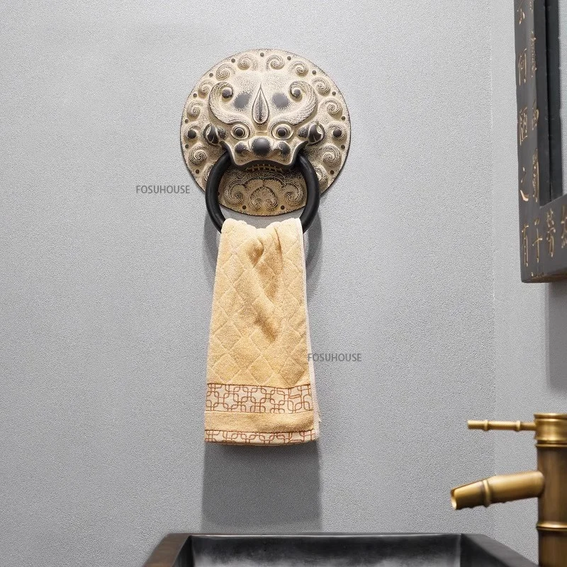 New Chinese Creative Towel Hangers for Bathroom Wall Decoration Hotel Bathroom Personality Towel Ring Home Racks
