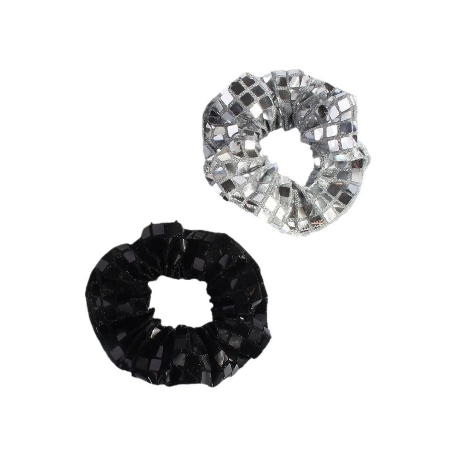 1PC Sparkling Mirror Tile Hair Scrunchies , Elastic and Glamorous Hair Ties for Women - Perfect for Party and Special Occasions