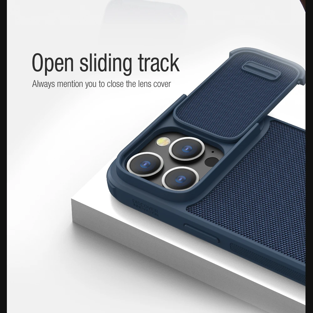 Nillkin Slide Câmera Textured Case para Iphone 14 Pro Max Magsafe Magnetic Nylon Fiber Lens Cover s - Image 6