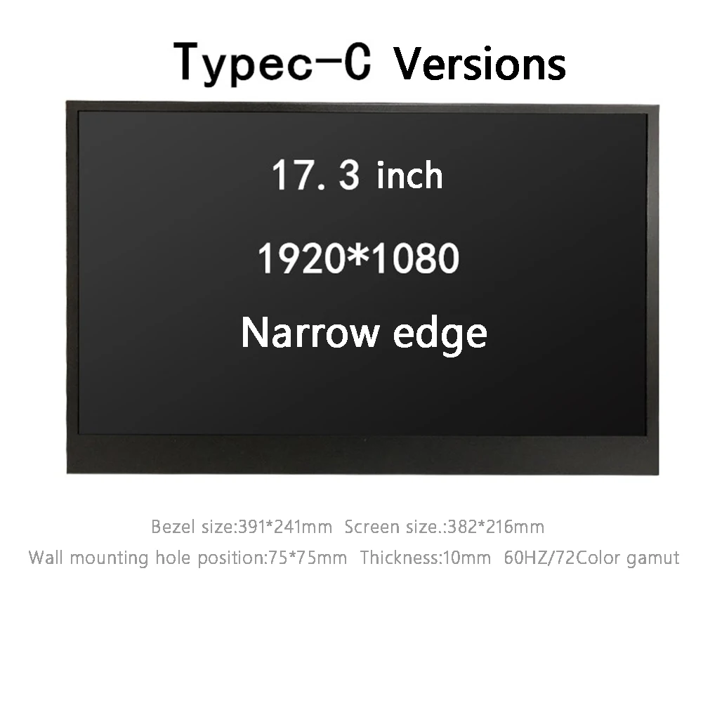 

Portable Monitor 17.3'' 1920*1080 Type-c/HDMI Display Screen for Laptop/PS4