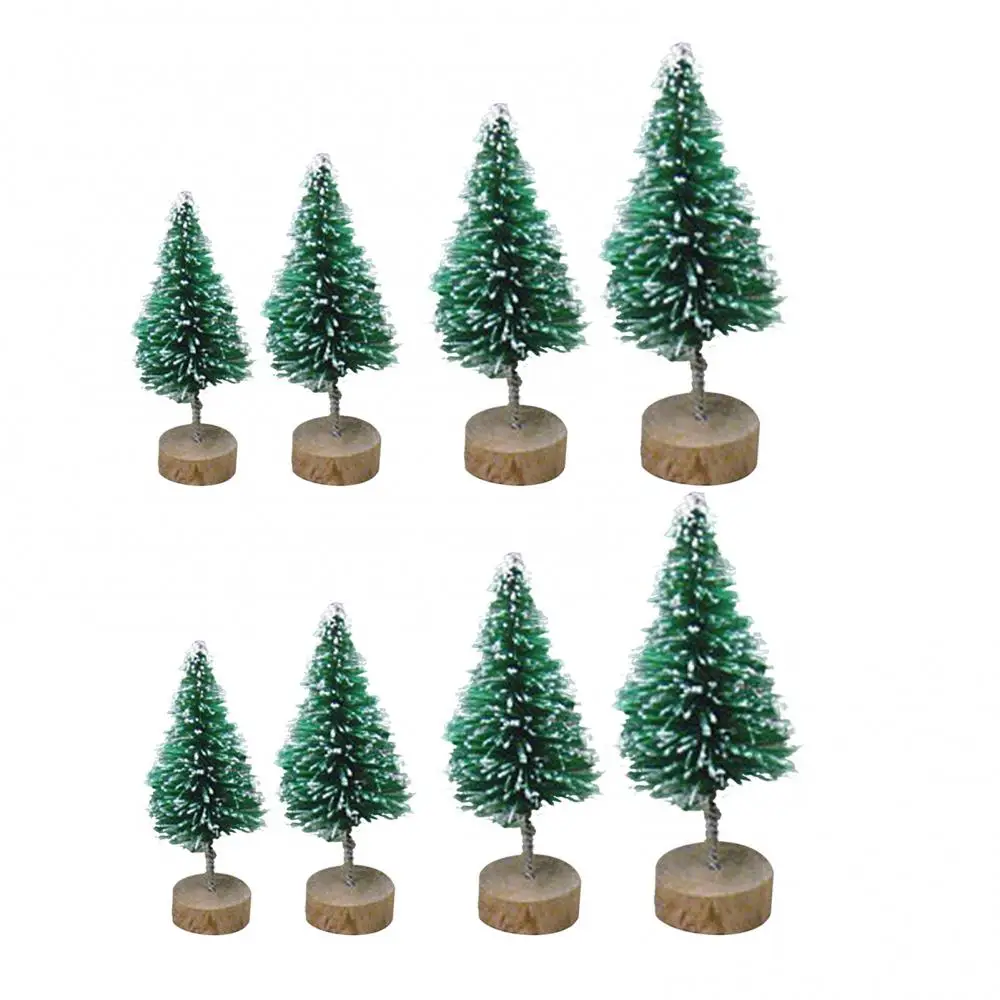 8Pcs Mini Christmas Trees Snowy Pine Xmas Party Ornament Holiday Decoration