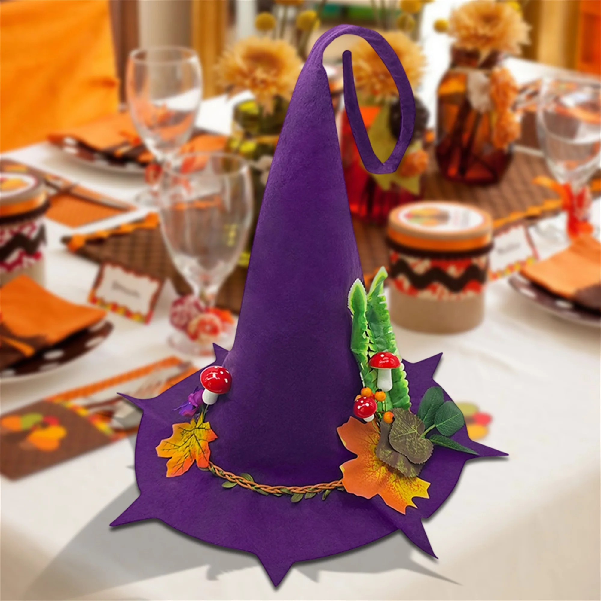 Black Velvet Witch Hat with Silver Buckle Adult Halloween Costume Accessory for Masquerade Party and Carnivals