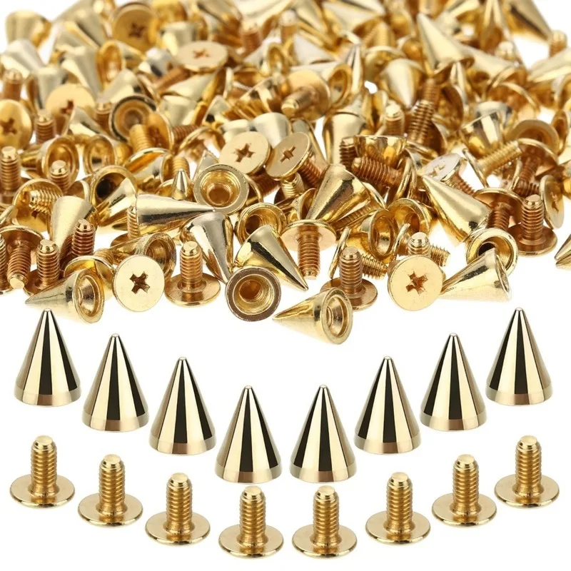 Cone Studs and Spikes 100Pcs DIY Craft Garment Rivets for Clothes Bag Shoes Leather