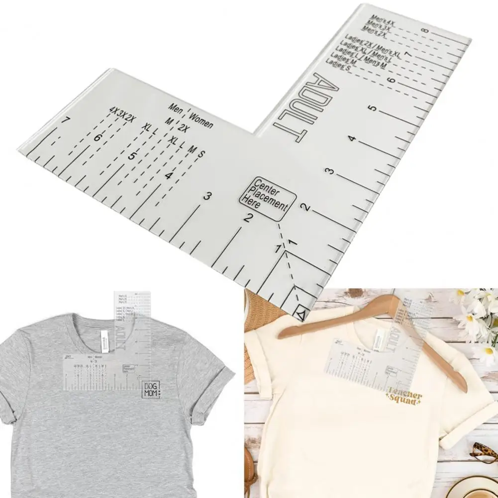 T-shirt Ruler Acrylic Left Chest Logo Placement Tool Heat Press T-shirt Ruler Adult Size Precise Scale Clothes Measuring Tool 2