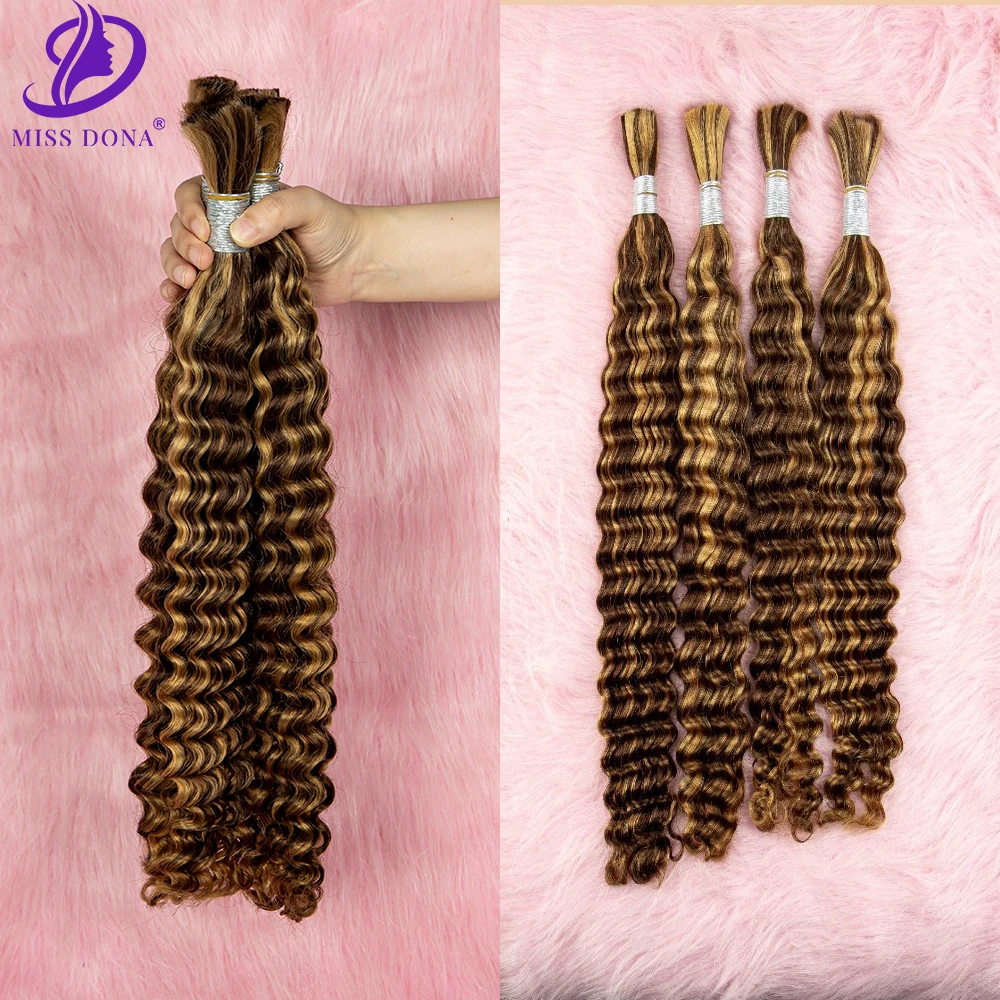 16-28 Pollici Bulk Hair Extension Salon Supply Deep Wave 427 Highlight Natural Hair Bulk No Weave Hair Extension Bundles Hair Bulk