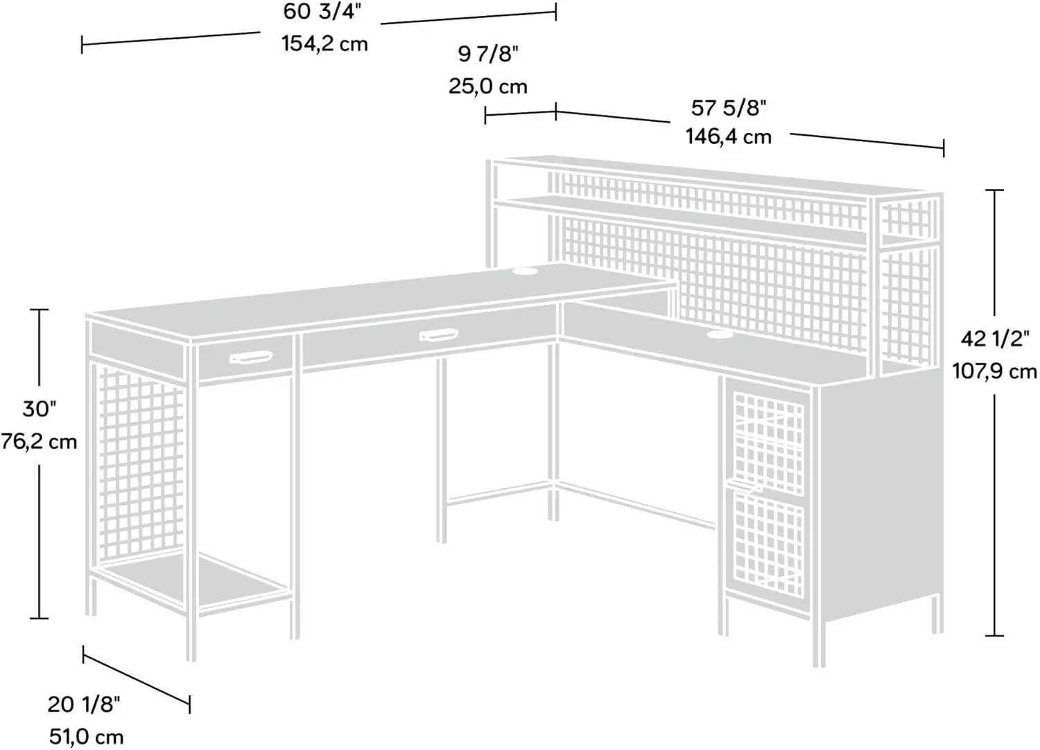 Boulevard Caf&eacute; L-Shaped Desk, Vintage Oak finish