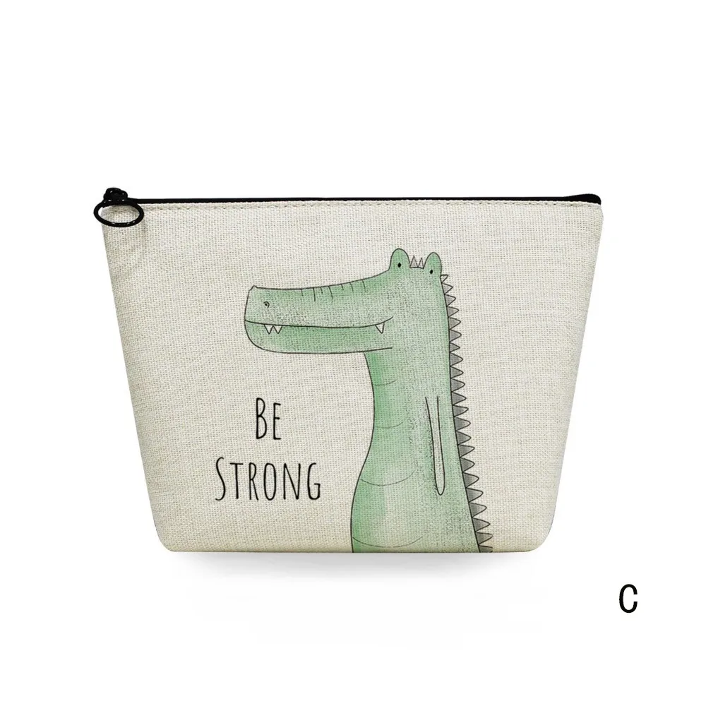 

Полиэстеровая сумка с принтом животных, портативная белая косметичка с принтом, Сумка с мультяшным принтом