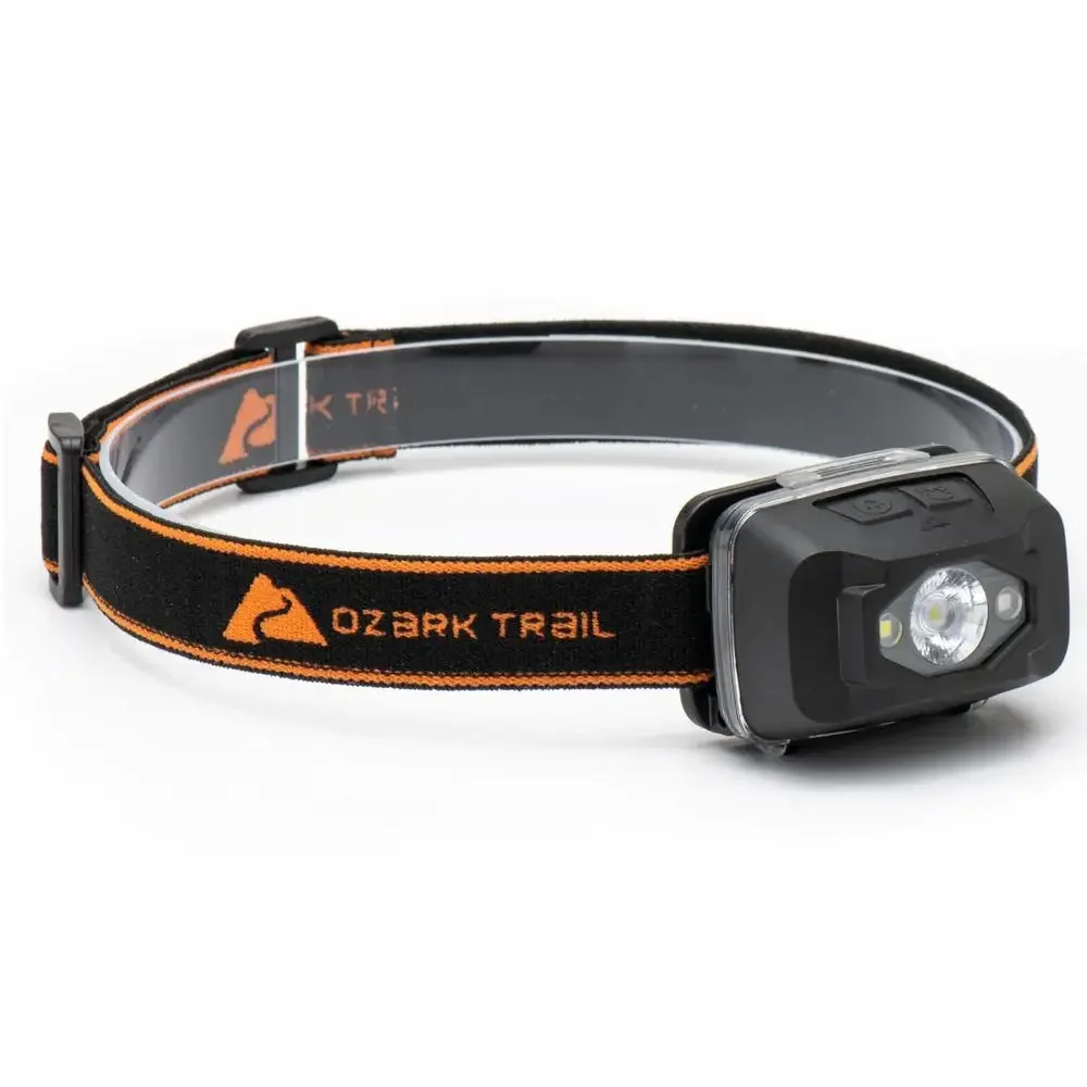 500 Lumen LED Headlamp Hybrid Power Alkaline Rechargeable Batteries Black Night Vision Strap IPX4 Waterproof Safety Lock