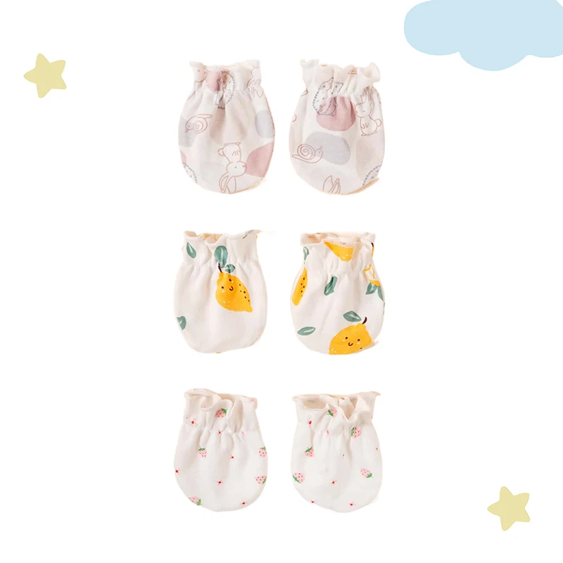 3 Pairs/Set Baby Cotton Soft Mitten Newborn Anti-eat Hand Anti-Grab Face Protect Glove Baby Mitten0-6M baby mittens,anti scratching gloves