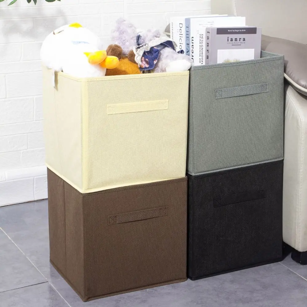 Simple Non Woven Fabric Cube Storage Box Foldable Large Capacity Square Storage Box without Lid Cabinet Drawer Organizer Nursery 4