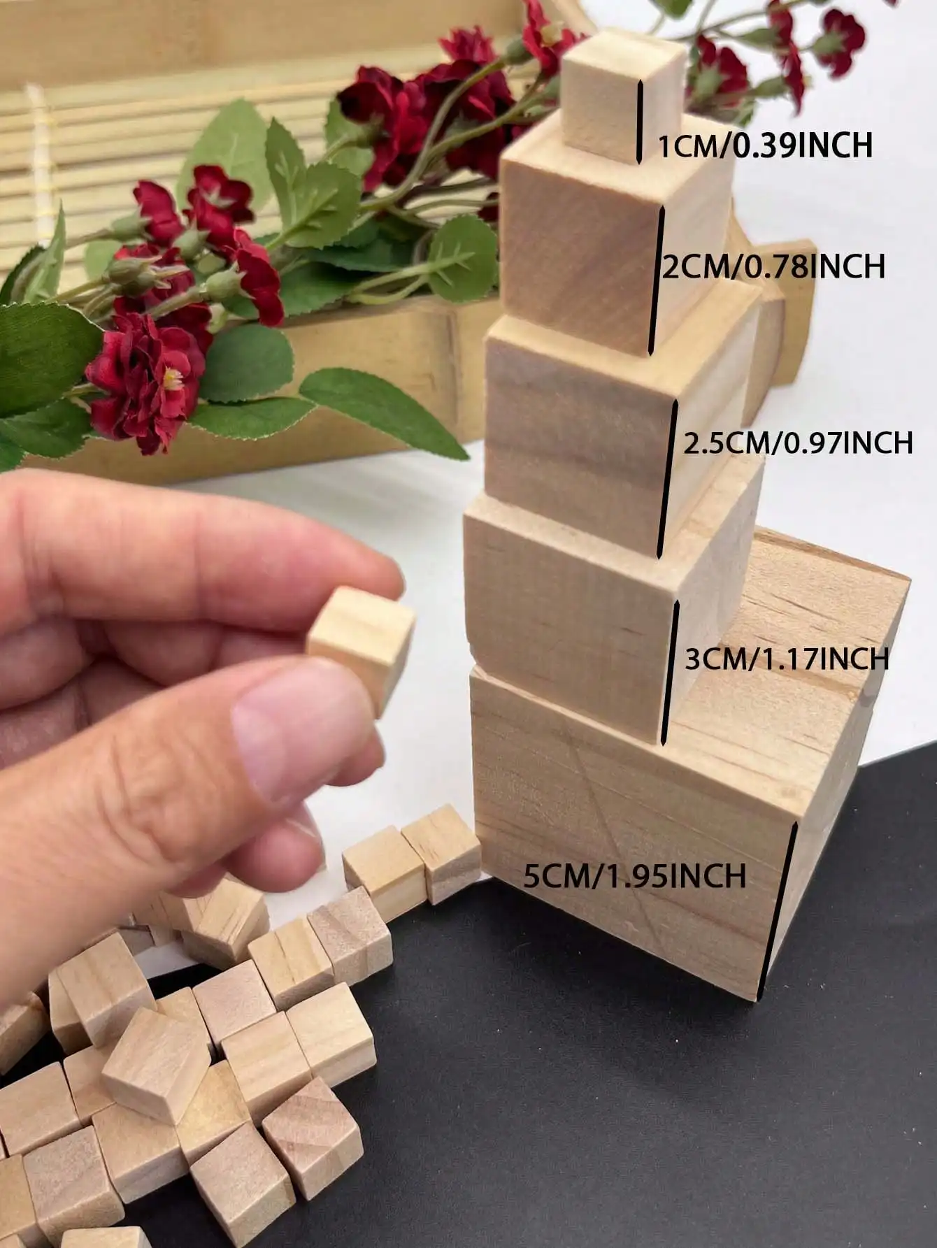 Various Sized Unfinished Wooden Blocks for DIY Crafting and Home Decor