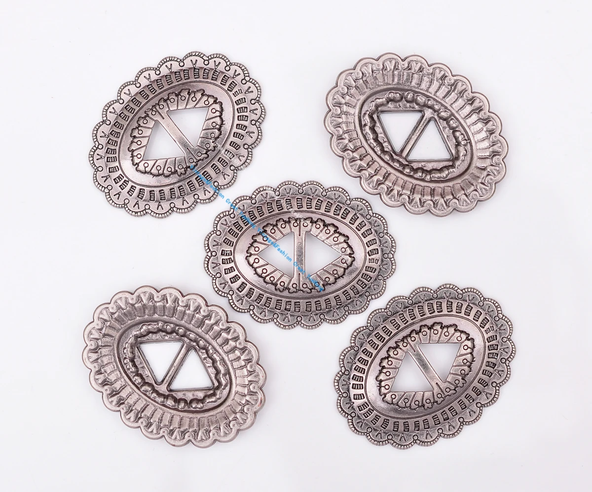 5x Stammes-Südost-Bling-Splitter Western Cowboy Hutband Heads tall geschlitzte Conchos – Detail 11