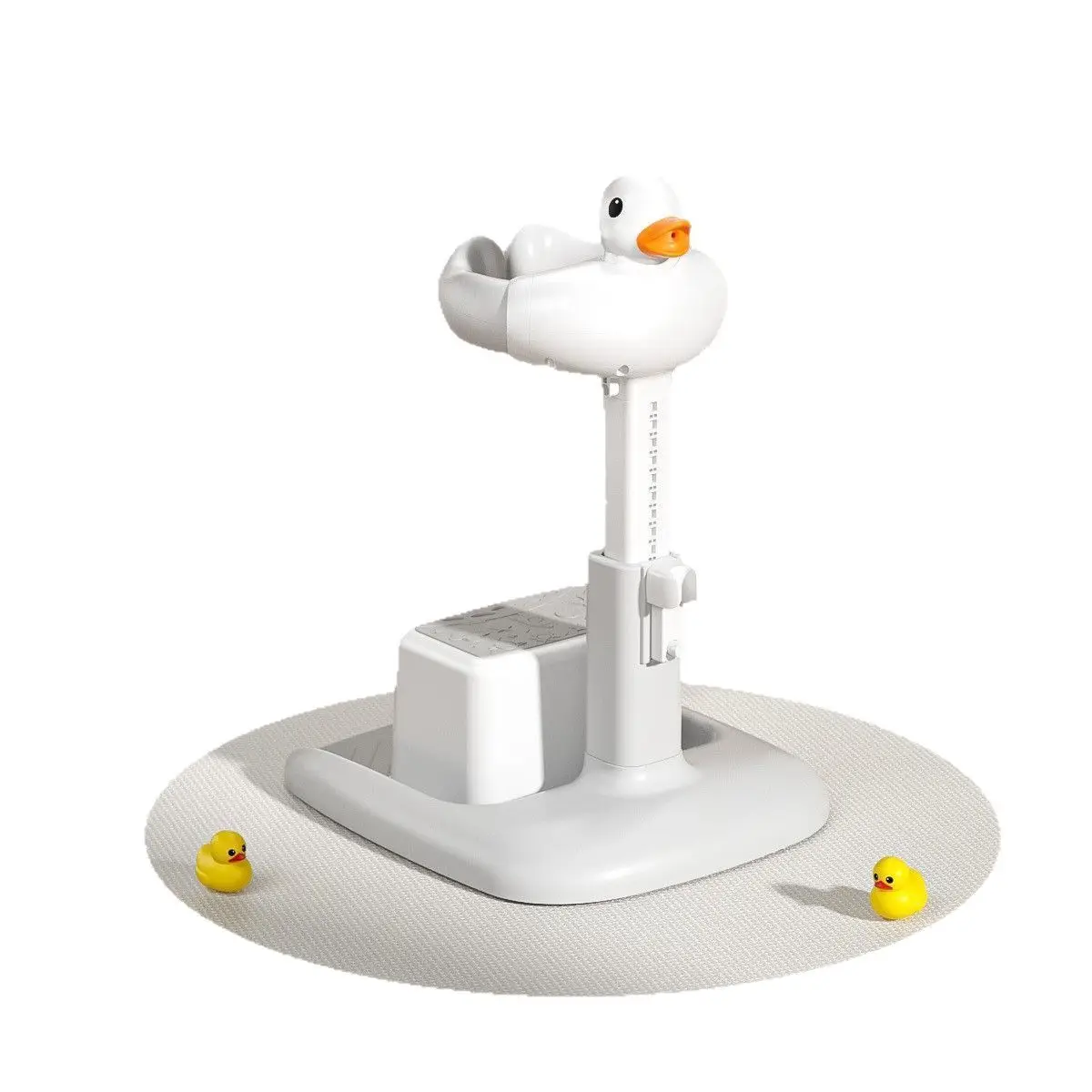 Portable Non-slip Duck Shaped Baby Bath Racks Shower Helper Handle Adjust Length Stand Themselves for Standing Toddler Shower