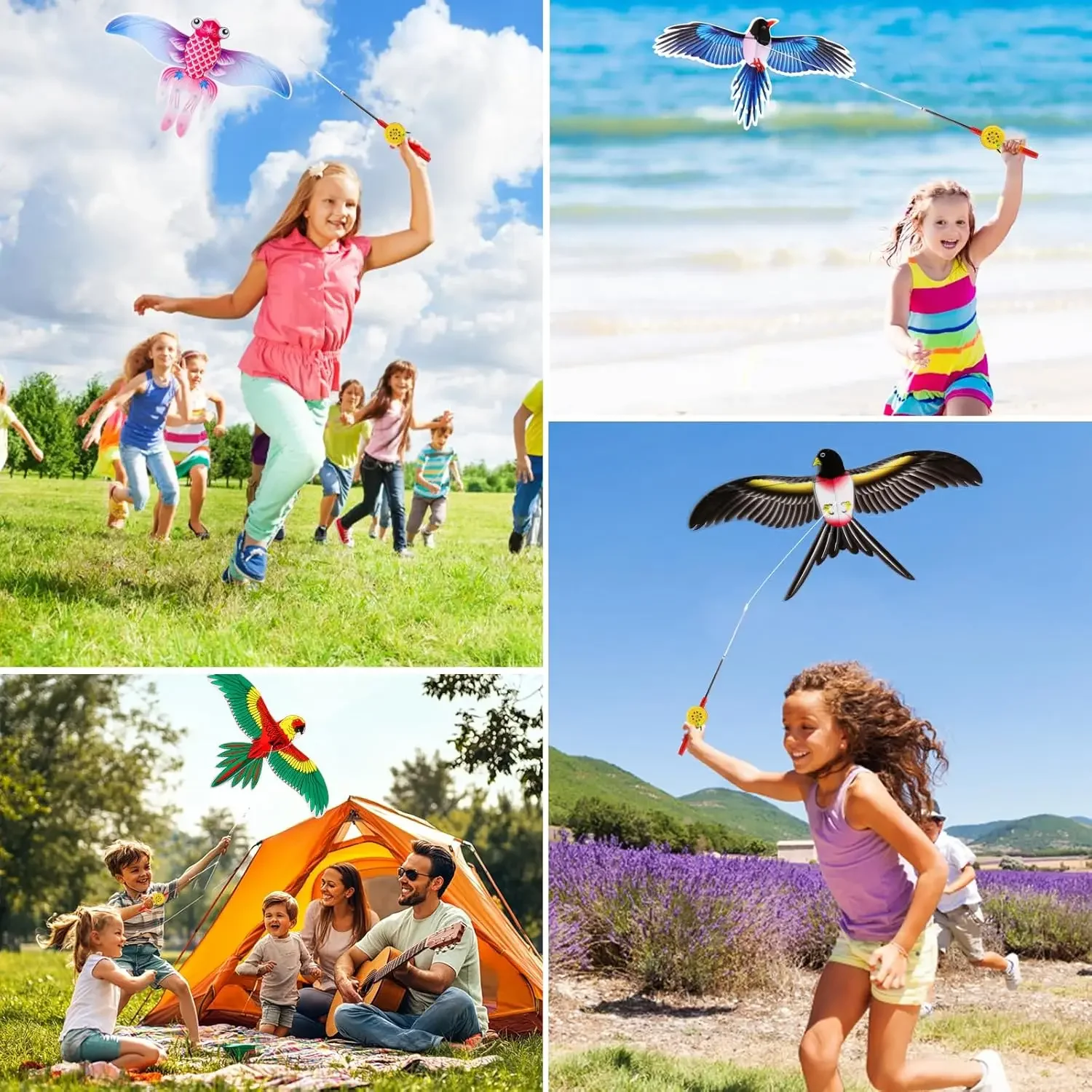 Eagle kite 1Set Cartoon Butterfly & Eagle Kite for Kids 164ft/50m String Handle Summer Outdoor Flying Kite Toy for Children