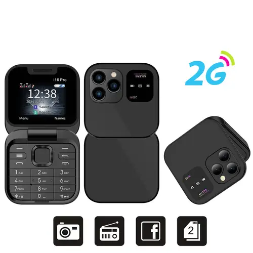 SERVO Mini Flip Mobile Phone 4G/2G Cellular 1.77" Diaplay Speed Dial Flashlight Recorder FM Radio Dual SIM Foldable Cellphones - Image 7