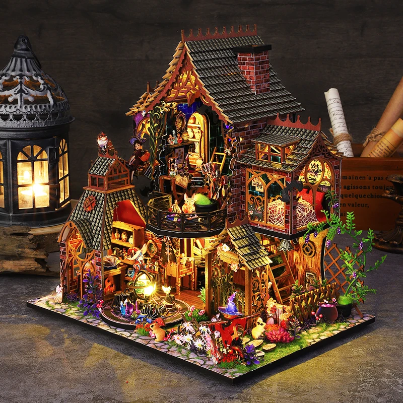 DIY Wooden Miniature Model Kit Magic Spirit Cottage Casa Doll Houses ...