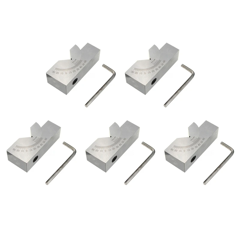 

5Pcs 75X25x32mm Precision Mini Adjustable Angle V Block Milling 0 Degree To 60 Degree