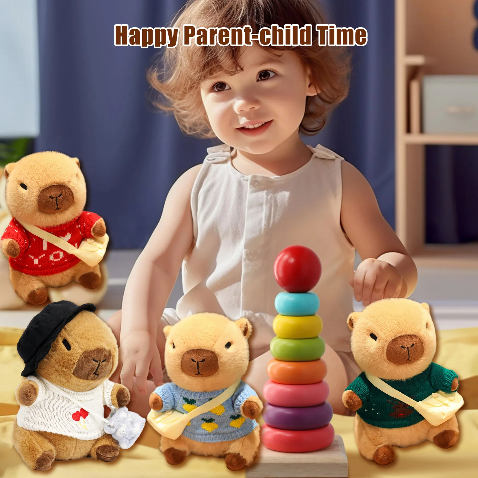 Capybara Plush Toys with Clothes Fashion Sweater DIY Capybara Doll Clothes Cartoon Accessories Dress-Up Soft Stuffed Animal Doll