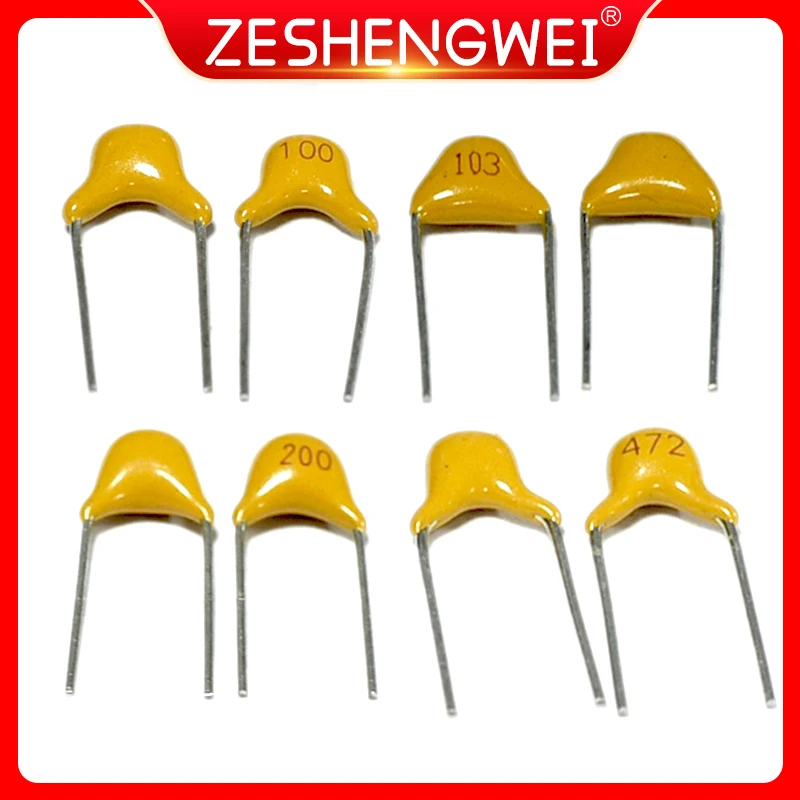 100pcs Multilayer ceramic capacitor 50V (100~106) 10pF~10uF 102 103 104 105 39 820pF 1 22 33 47 56 68 100 nF 0.01 0.1 uF P5.08mm