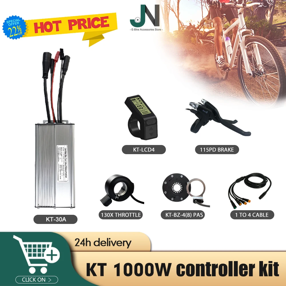 

KT 30A Controller Waterproof Conversion Kit with Kuteng Display Ebrake Throttle PAS 1T4 Use for Electric Scooter Bicycle WP Plug