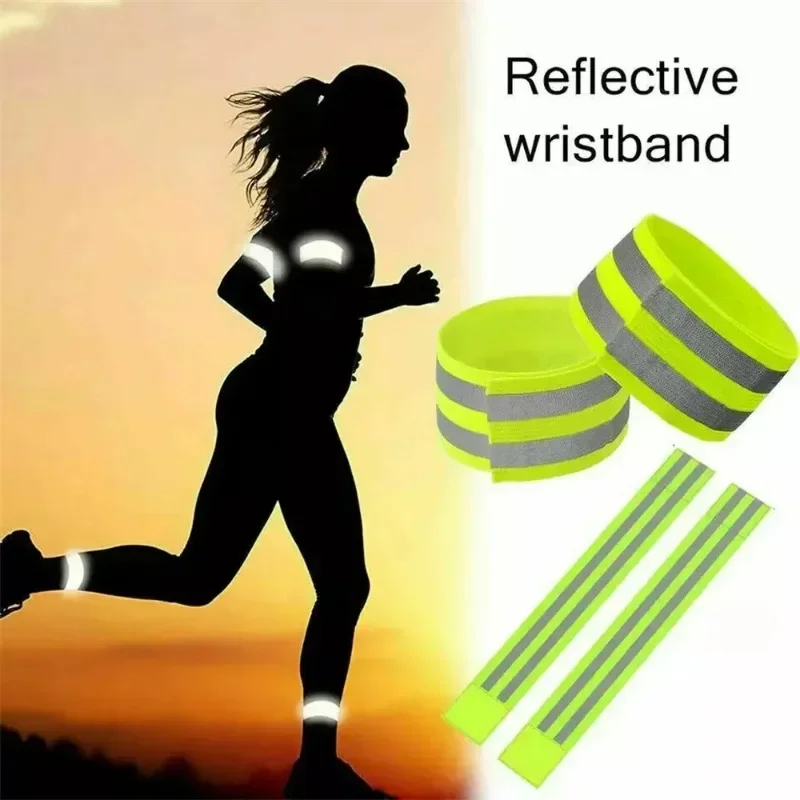 2PCS Night Cycling Reflective Band Arm Belt Outdoor Running Safety Reflector Tape Strap Elastic Armband Wristband Ankle Strap