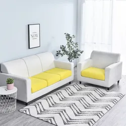 High Elasticity Waffle Sofa Cushion Covers - Easy - to - Install, Universal Decorative Covers - L shaped (Lemon yellow)