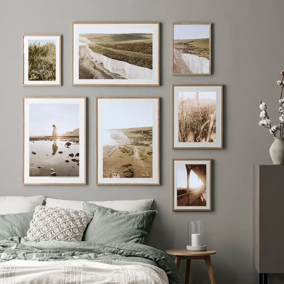 Modern Small Clear Wall Art Nature Prairie Girl Mountain Horse Landscape Canvas Print Poster Home Living Room Bedroom Decoration