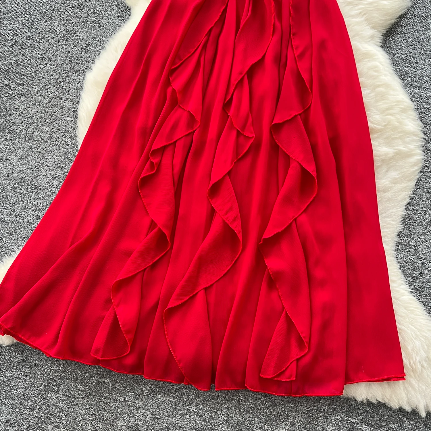 Elegant Criss-Cross chiffon short sleeve Vintage Chic Slim Ball Gown Dresses French Evening High Street Clothing