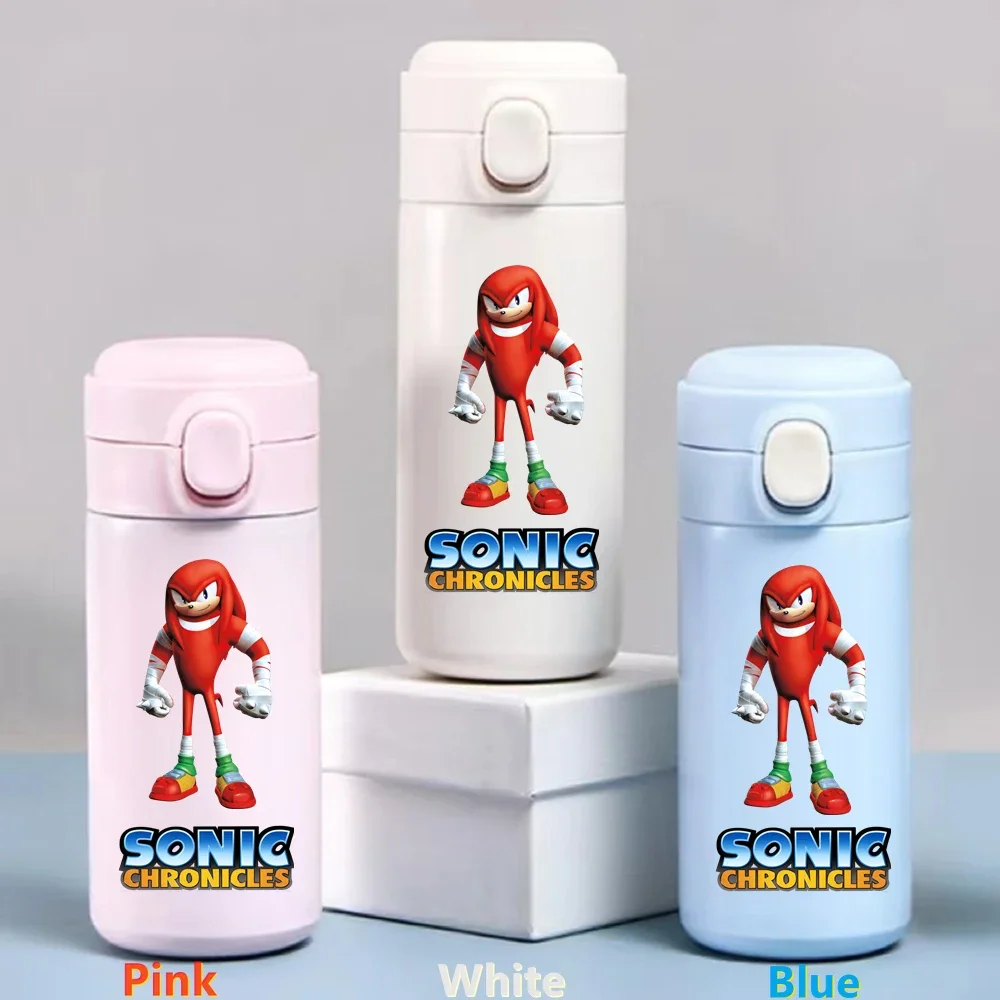 Taza de agua de acero inoxidable de la serie Sonic The Hedgehog, a prueba de fugas, termo al vacío, portátil, para viajes, taza para beber con dibujos animados para niños, regalo