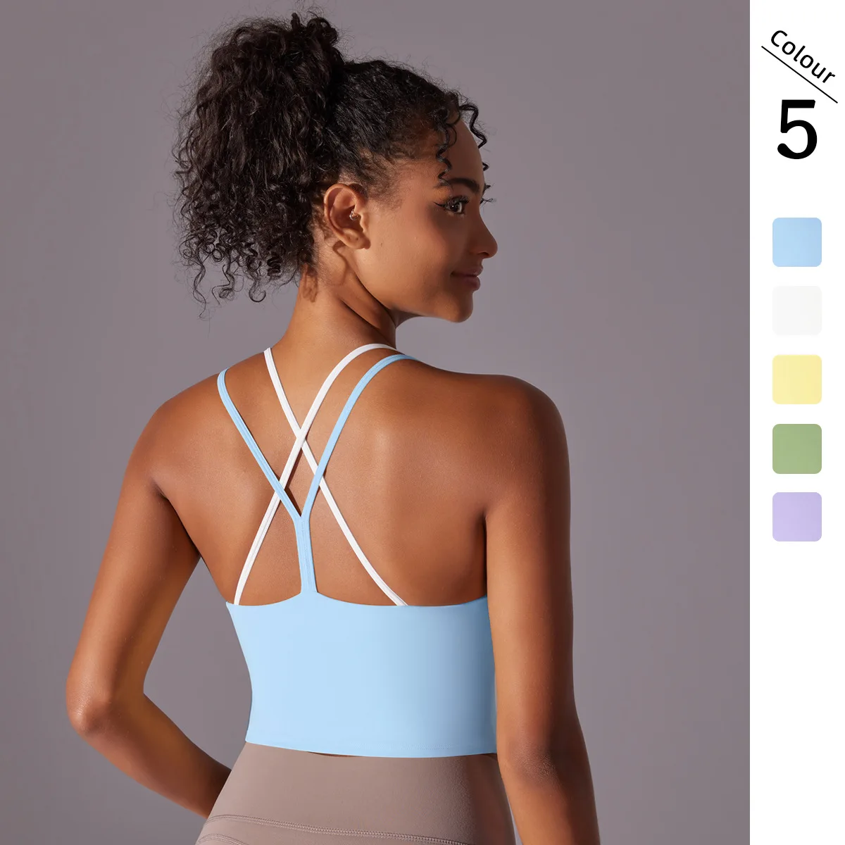 

GYAKORLAT Suspenders Fashion Cross-Beautiful Back Sports Bra For Women Double-Layer Double-Sided Brushed Fitness Gym Yoga Tops