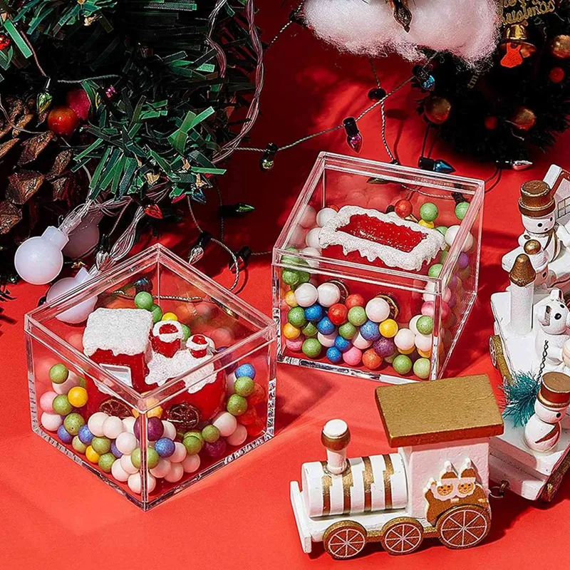 T5EF 12 Pcs Small Acrylic Box with Lid Christmas Gift Packing Box Clear  Candy Containers Display Boxes Mini Storage Box - AliExpress