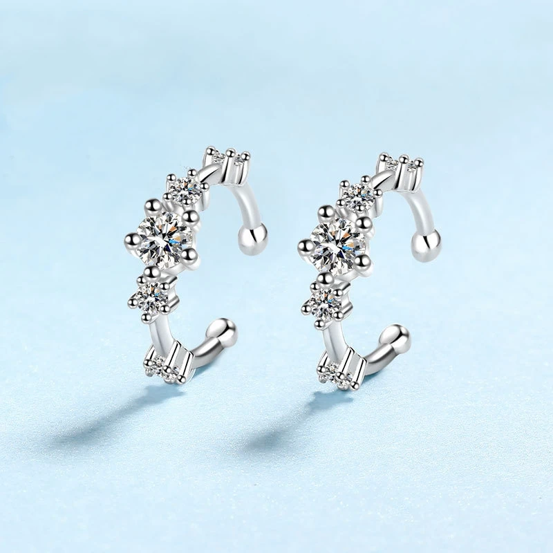 Wedding Fine Jewelry PT950 Platinum Clip Earrings for Women Engagement 0.64CT Moissanite Diamond Girlfriend Birthday Gift Daughter