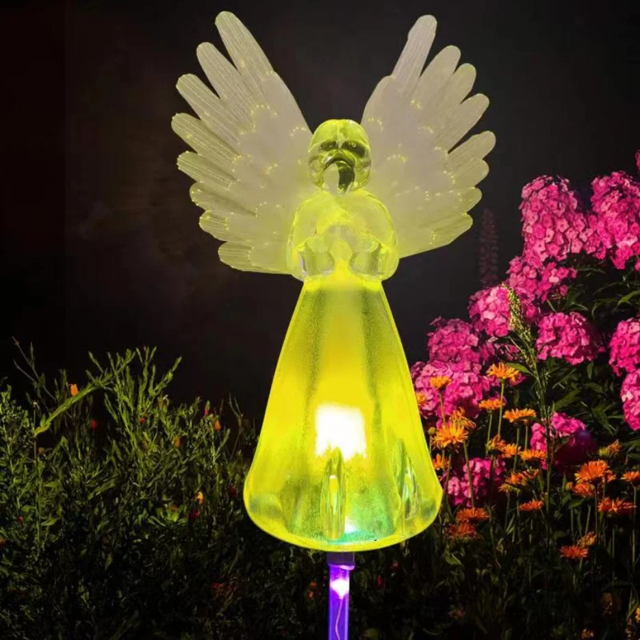 Solar Angel Lights Outdoor Garden Decoration Landscape Housewarming Gift Cemetery Led Stake Lawn Yard Patio Solar Night Lamp