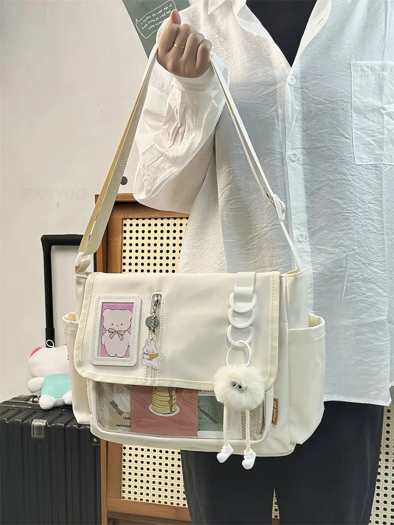 Japanische transparente Umhängetasche, mädchenhafte Umhängetasche im Harajuku-Stil, bezaubernde DIY-Abzeichen-Anzeigefeld, modische Umhängetasche – Detail 5