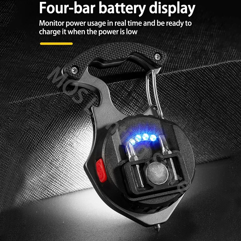 

New LED Portable USB Rechargeable Work Light Keychain Light Mutifuction Camping Light with Corkscrew Outdoor Camping Fishing
