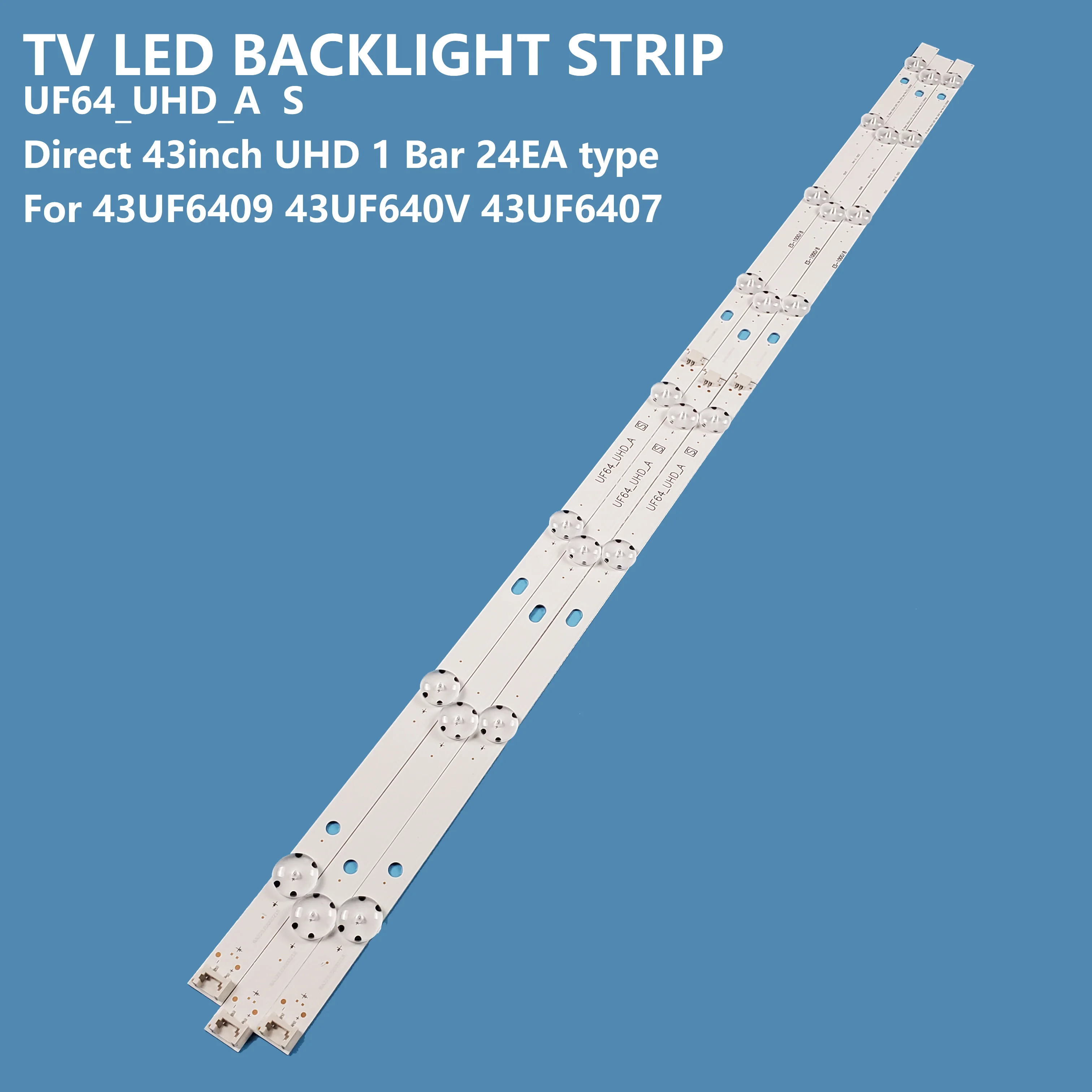 6Pcs/set Smart TV LED Backlight Bar Strip UF64_UHD_A S Direct 43inch UHD 1Bar 24EA Type REV0.0 for LG 43UF6409 43UF640V 43UF6407