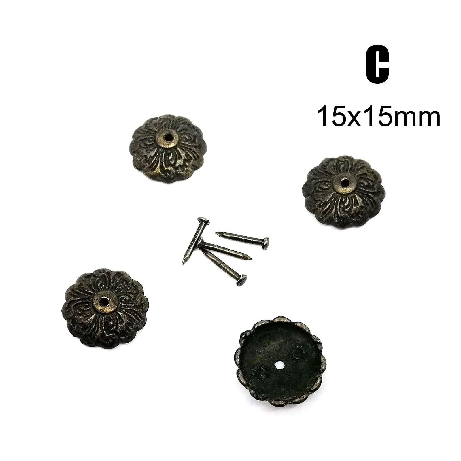Upholstery Nail 25pcs Bronze Antique Brass Jewelry Chest Wood Box Decorative Stud Shim Pad Washer Gift Wine Case Sofa Door DIY upholstery nails