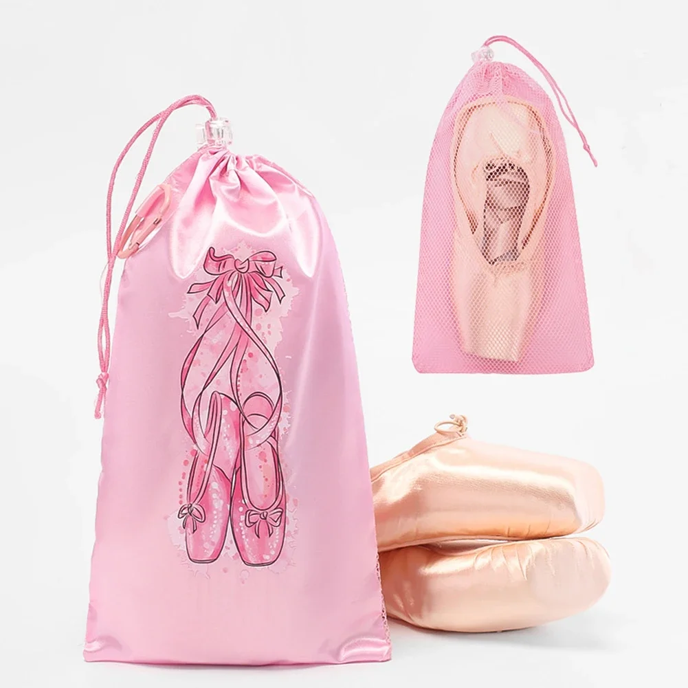 Portable Mesh Dance Bag Breathable Shoes Storage Pouch Girls Ballet Organizer Bags Shoe Pouches Bag Drawstring Dance Shoes Pouch