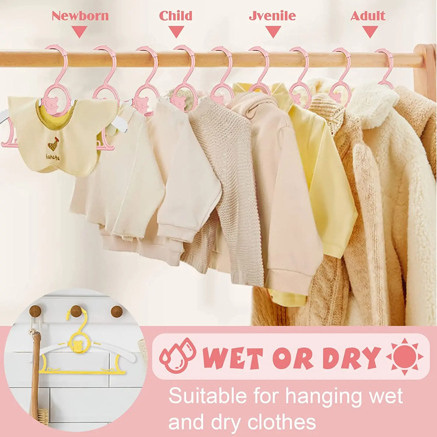 UNTIOR Non-slip Baby Clothes Hanger Adjustable Storage