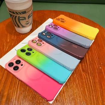 Luxury Magsafe Wireless Charge Shockproof Case For iPhone 14 13 12 Pro Max Plus Soft Magnetic Bumper Gradient Cases Cover - Image 5