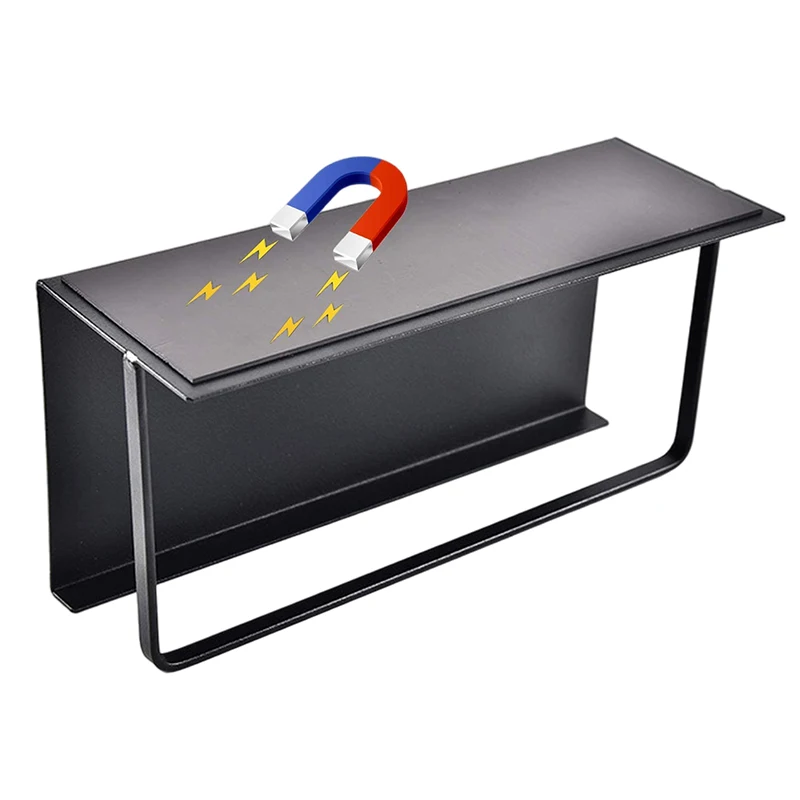 Magnetic Storage Shelf Refrigerator Side Spice Organizer Rack Punch Free Multifunction Carbon Steel Kitchen Paper Seasoning Rack 3