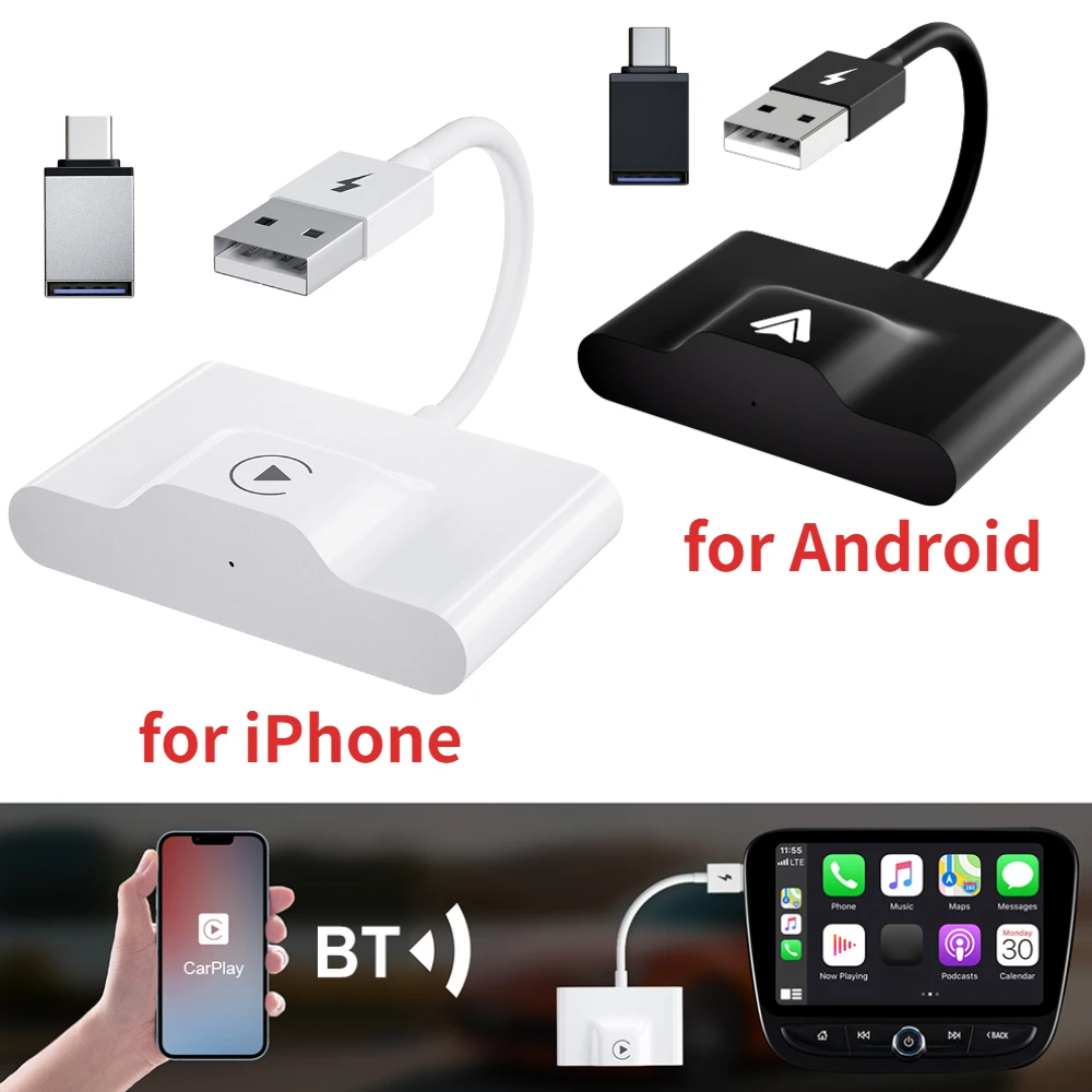 Wireless CarPlay Usb To Phone Adapter For IPhone And Android 5GHz