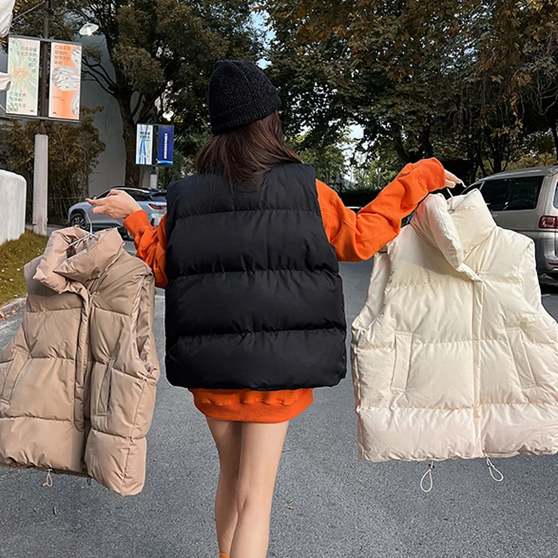Autumn Winter Women Thick Vest Coat Casual Women Sleeveless zipper Waistcoat Thicken Vestcoat Warm Solid Sleeveless Jacket