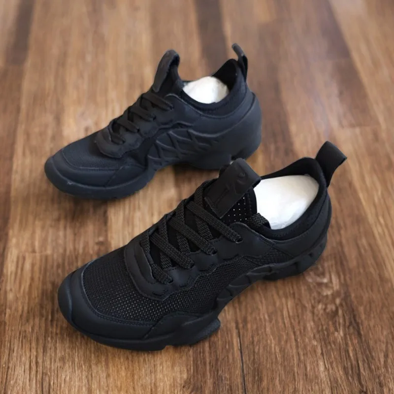 2026 New Comfortable Height Increasing Shoes Men's Classic Sports Shoes Durable Black Flat Mesh Shoes Casual Walking Shoes 6