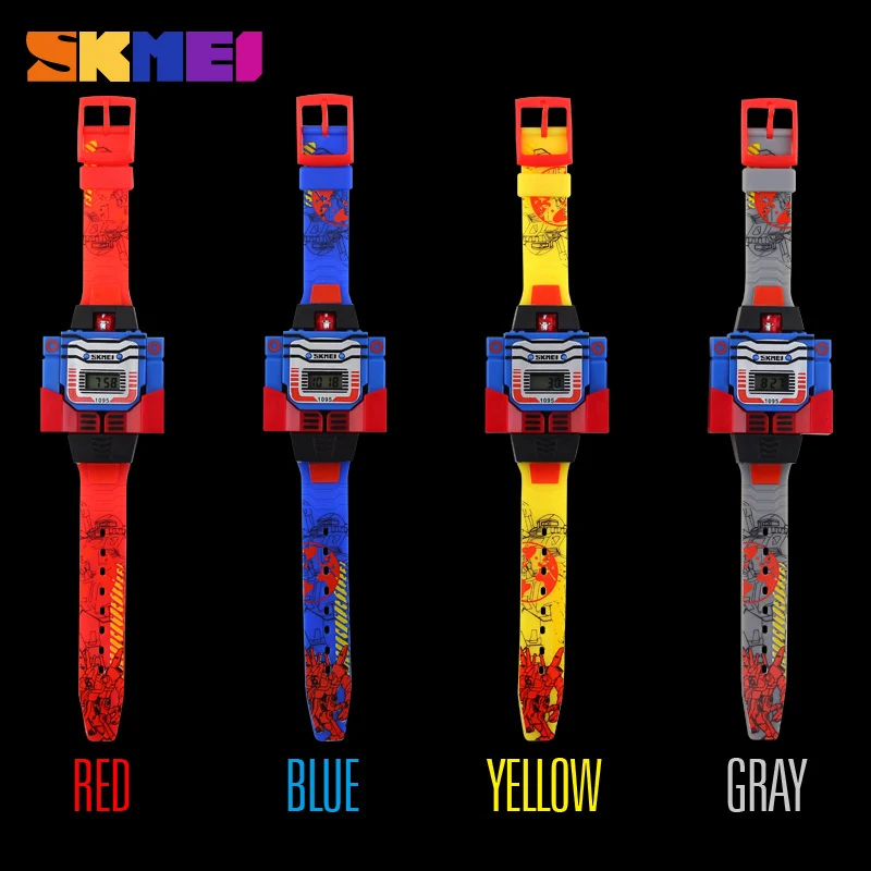 SKMEI Cartoon Kids LED Digital Sports Watch with Robot Transformation Feature